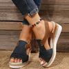 Dheva-C Orthopedic Wedge Sandals for Women Summer Dressy Open Toe Ankle Strap Platform Fashion Sandals Buckle Ankle Strap Casual Beach Outdoor Sandals Wedges Sandal Shoes (2-Navy, 10) view 3
