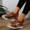 Dheva-C Orthopedic Wedge Sandals for Women Summer Dressy Open Toe Ankle Strap Platform Fashion Sandals Buckle Ankle Strap Casual Beach Outdoor Sandals Wedges Sandal Shoes (2-Brown, 8.5) view 1
