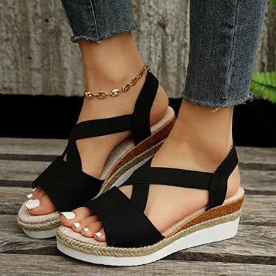 Dheva-C Orthopedic Wedge Sandals for Women Summer Dressy Open Toe Ankle Strap Platform Fashion Sandals Buckle Ankle Strap Casual Beach Outdoor Sandals Wedges Sandal Shoes (1-Bronze, 9)