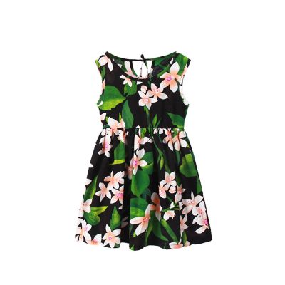 KAGAYD Kids Girls Boho Dress Toddler Girls Crew Neck Summer Sleeveless Sundress Casual Beach Floral Prints (Green, 6-7 Years)