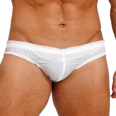 Hularka Men's Swimwear Briefs Solid Low Rise Bulge Pouch Underpants Quick Dry Bikini Swimsuits Ivory XX-Large