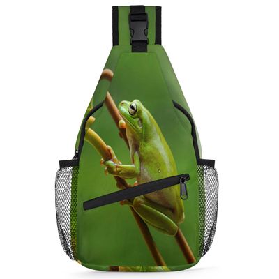 bisibuy Tree Frog Sling Bag for Women Men Crossbody Sling Backpack Shoulder Bag Chest Bag Daypack for Travel Hiking Outdoor