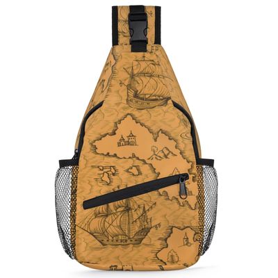 bisibuy Old Caravel Sea Monsters Sling Bag for Women Men Crossbody Sling Backpack Shoulder Bag Chest Bag Daypack for Travel Hiking Outdoor