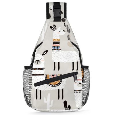 bisibuy Cute Camel Llama Alpaca Cactus Sling Bag for Women Men Crossbody Sling Backpack Shoulder Bag Chest Bag Daypack for Travel Hiking Outdoor