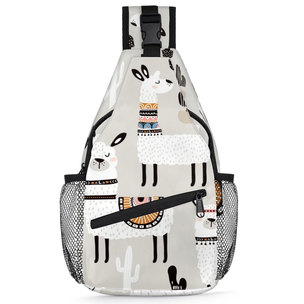 bisibuy Cute Camel Llama Alpaca Cactus Sling Bag for Women Men Crossbody Sling Backpack Shoulder Bag Chest Bag Daypack for Travel Hiking Outdoor