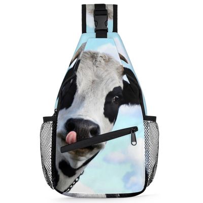 bisibuy Cute Cows Sling Bag for Women Men Crossbody Sling Backpack Shoulder Bag Chest Bag Daypack for Travel Hiking Outdoor