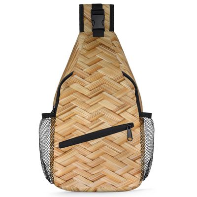 Basket Weave Design Sling Bag for Women Men Crossbody Sling Backpack Shoulder Bag Chest Bag Daypack for Travel Hiking