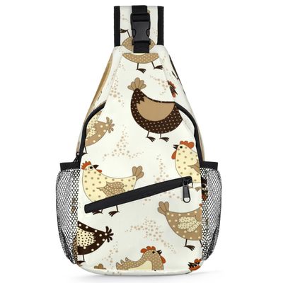 bisibuy Cute Chicken Sling Bag for Women Men Crossbody Sling Backpack Shoulder Bag Chest Bag Daypack for Travel Hiking Outdoor