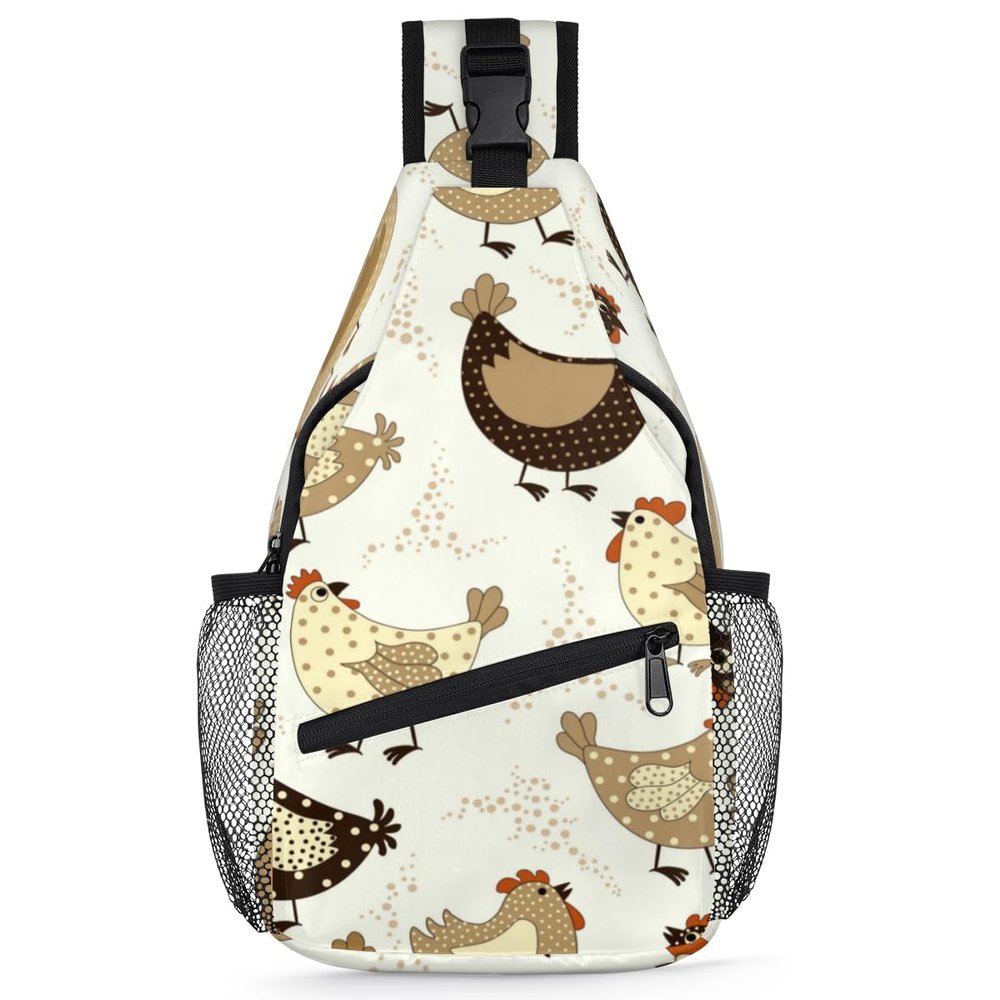 bisibuy Cute Chicken Sling Bag for Women Men Crossbody Sling Backpack Shoulder Bag Chest Bag Daypack for Travel Hiking Outdoor