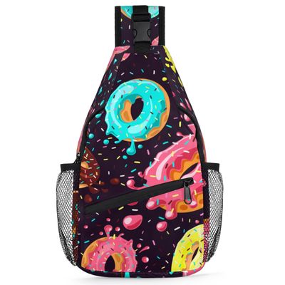 bisibuy Colorful Funny Donut Sling Bag for Women Men Crossbody Sling Backpack Shoulder Bag Chest Bag Daypack for Travel Hiking Outdoor