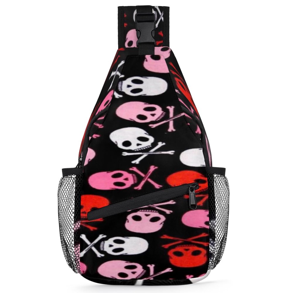 bisibuy Skeleton Color Sling Bag for Women Men Crossbody Sling Backpack Shoulder Bag Chest Bag Daypack for Travel Hiking Outdoor