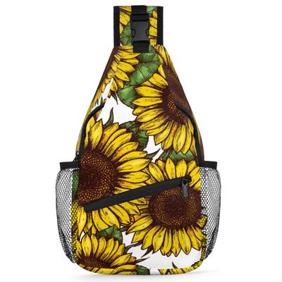 bisibuy Sunflower Flower Sling Bag for Women Men Crossbody Sling Backpack Shoulder Bag Chest Bag Daypack for Travel Hiking Outdoor