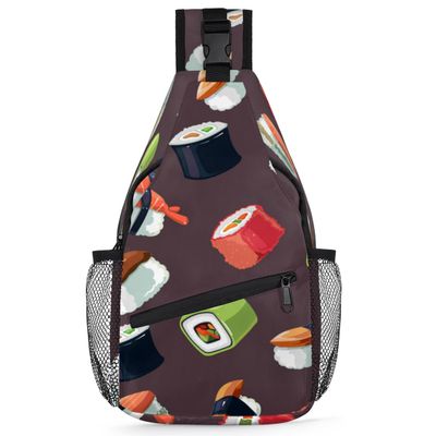 bisibuy Kawaii Sushi Food Sling Bag for Women Men Crossbody Sling Backpack Shoulder Bag Chest Bag Daypack for Travel Hiking Outdoor