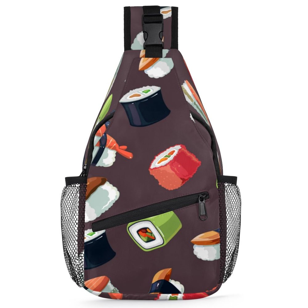 bisibuy Kawaii Sushi Food Sling Bag for Women Men Crossbody Sling Backpack Shoulder Bag Chest Bag Daypack for Travel Hiking Outdoor
