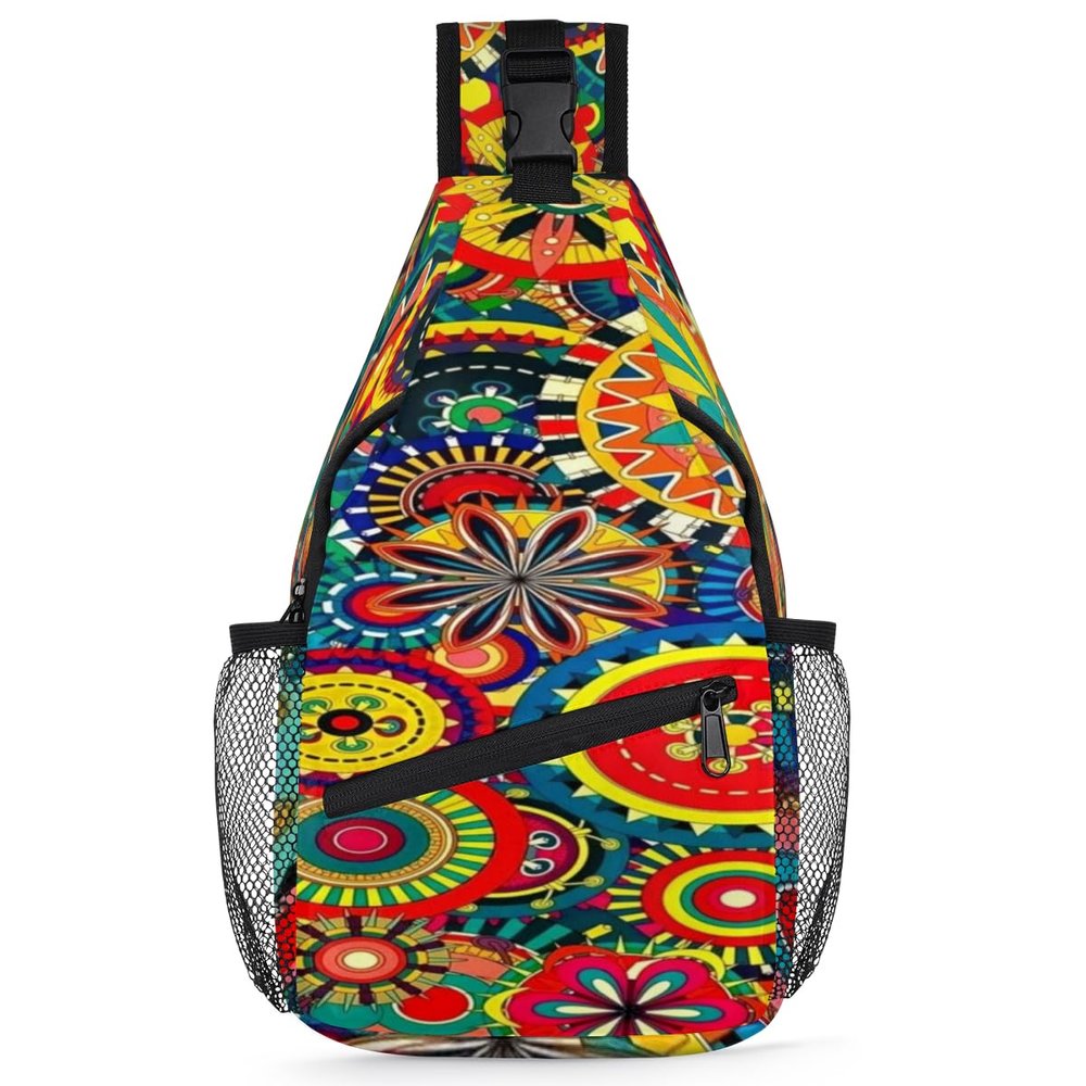 bisibuy Colorit Mandalas Sling Bag for Women Men Crossbody Sling Backpack Shoulder Bag Chest Bag Daypack for Travel Hiking Outdoor
