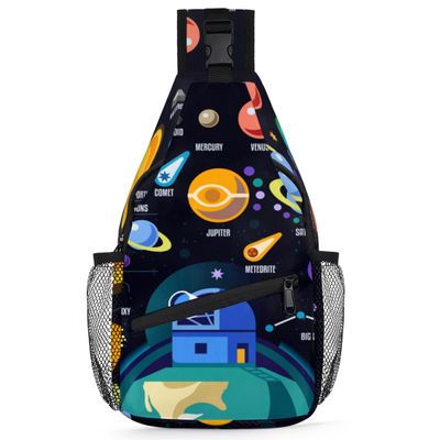 bisibuy Space Galaxy Solar System Sling Bag for Women Men Crossbody Sling Backpack Shoulder Bag Chest Bag Daypack for Travel Hiking Outdoor