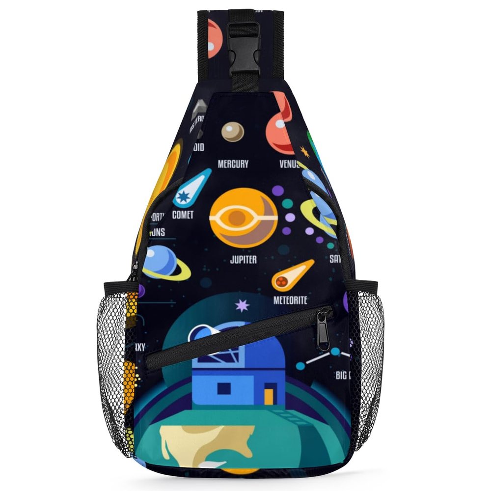 bisibuy Space Galaxy Solar System Sling Bag for Women Men Crossbody Sling Backpack Shoulder Bag Chest Bag Daypack for Travel Hiking Outdoor