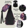 bisibuy Cool Shifted Grid Black Red Sling Bag for Women Men Crossbody Sling Backpack Shoulder Bag Chest Bag Daypack for Travel Hiking Outdoor view 4