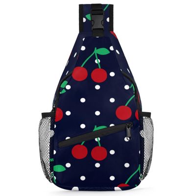 bisibuy Cherry Dots Sling Bag for Women Men Crossbody Sling Backpack Shoulder Bag Chest Bag Daypack for Travel Hiking Outdoor