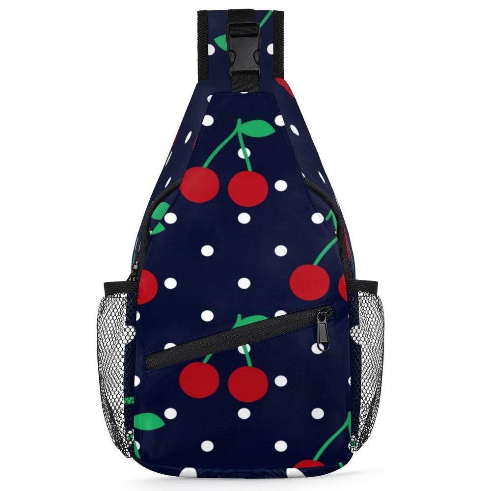 bisibuy Cherry Dots Sling Bag for Women Men Crossbody Sling Backpack Shoulder Bag Chest Bag Daypack for Travel Hiking Outdoor
