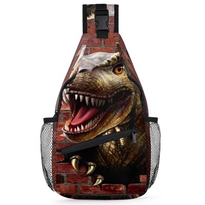 bisibuy 3d Dinosaur Sling Bag for Women Men Crossbody Sling Backpack Shoulder Bag Chest Bag Daypack for Travel Hiking Outdoor