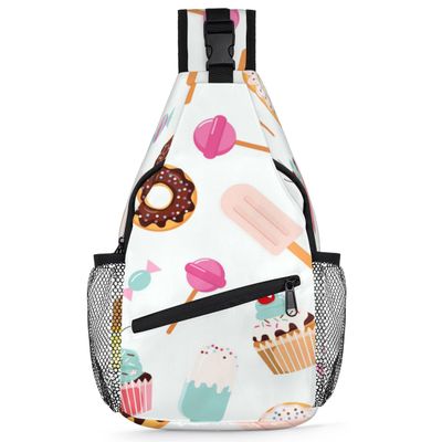 bisibuy Cute Cake Doughnut Candy Sling Bag for Women Men Crossbody Sling Backpack Shoulder Bag Chest Bag Daypack for Travel Hiking Outdoor