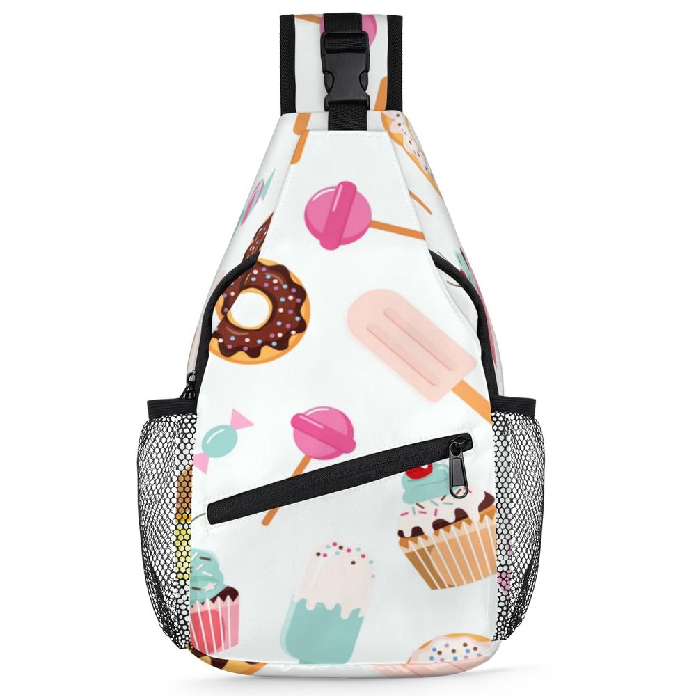 bisibuy Cute Cake Doughnut Candy Sling Bag for Women Men Crossbody Sling Backpack Shoulder Bag Chest Bag Daypack for Travel Hiking Outdoor
