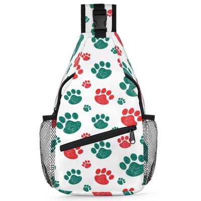 bisibuy Cute Animals Paw Print Sling Bag for Women Men Crossbody Sling Backpack Shoulder Bag Chest Bag Daypack for Travel Hiking Outdoor