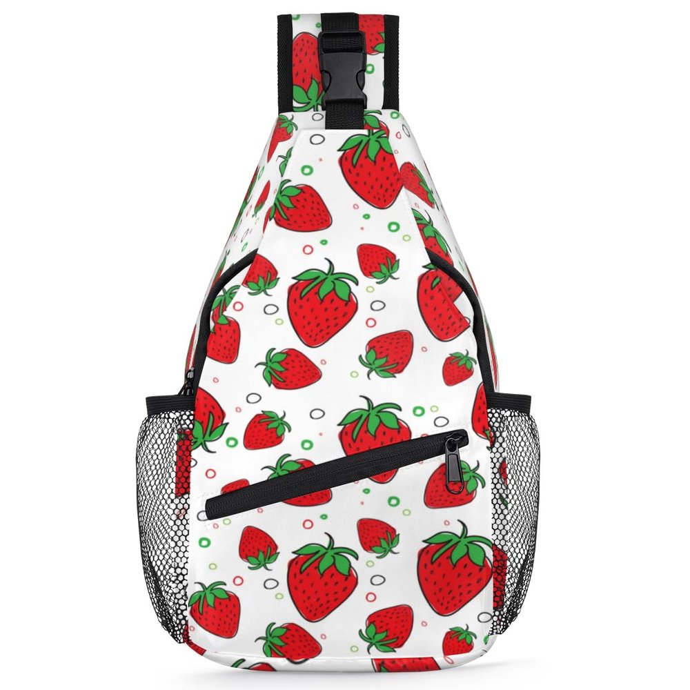 bisibuy Fruits Strawberry Design Sling Bag for Women Men Crossbody Sling Backpack Shoulder Bag Chest Bag Daypack for Travel Hiking Outdoor