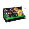 Better Display Cases Acrylic Three Mini - Miniature Football Helmets (not Full Size) Display Case with Mirror Case, Gold Risers, Turf Base and Wall Mount 19.25" x 8.25" x 8" (V47/A103) view 1