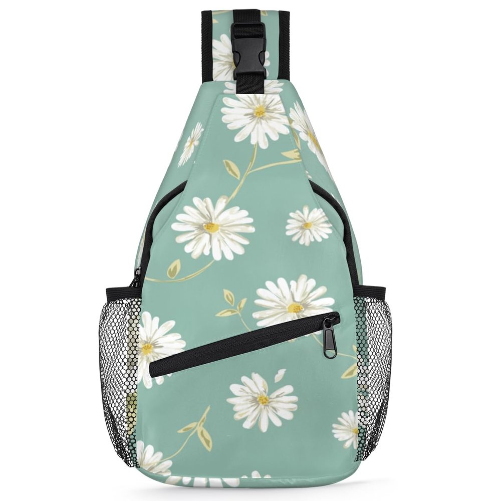 bisibuy Pretty Daisy Sling Bag for Women Men Crossbody Sling Backpack Shoulder Bag Chest Bag Daypack for Travel Hiking Outdoor