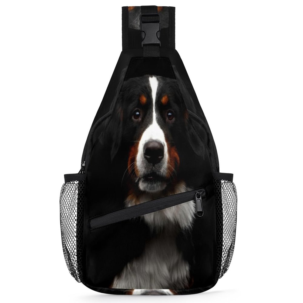 bisibuy Bernese Mountain Dog Animals Sling Bag for Women Men Crossbody Sling Backpack Shoulder Bag Chest Bag Daypack for Travel Hiking Outdoor