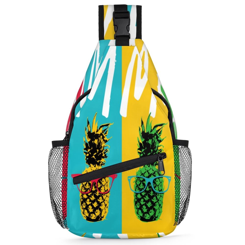 bisibuy Colorful Summer Pineapple Sling Bag for Women Men Crossbody Sling Backpack Shoulder Bag Chest Bag Daypack for Travel Hiking Outdoor
