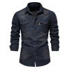 Ymosrh Shirts for Men, Long Sleeve Shirt Men Button Up Shirt Mens Shirts Us Denim No Iron Shirt Men's Casual Solid Color No Sleeved Shirt Shirts Business Casual Shirt Up (XL, Navy) view 1