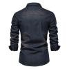 Ymosrh Shirts for Men, Long Sleeve Shirt Men Button Up Shirt Mens Shirts Us Denim No Iron Shirt Men's Casual Solid Color No Sleeved Shirt Shirts Business Casual Shirt Up (XL, Navy) view 2