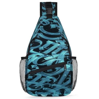 bisibuy Blue Line Art Sling Bag for Women Men Crossbody Sling Backpack Shoulder Bag Chest Bag Daypack for Travel Hiking Outdoor