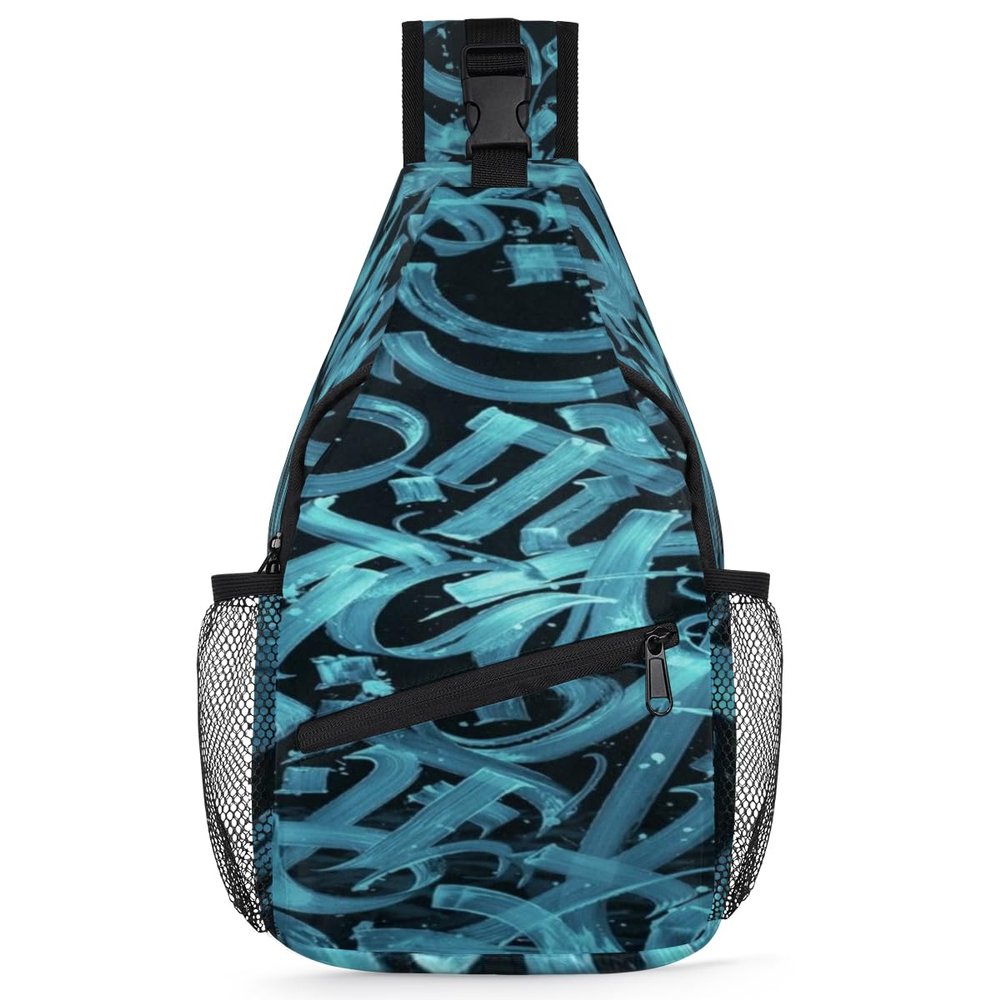 bisibuy Blue Line Art Sling Bag for Women Men Crossbody Sling Backpack Shoulder Bag Chest Bag Daypack for Travel Hiking Outdoor