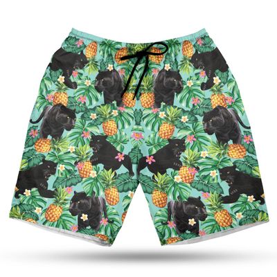 Men's Black Jaguar Swim Trunks - Pineapple Quick-Dry Hawaiian Swim Shorts for Men Series 02 Size Size L