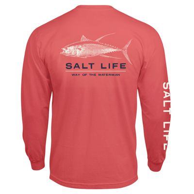 Salt Life Deep Ventures Long Sleeve Tee, Burnt Coral, Small