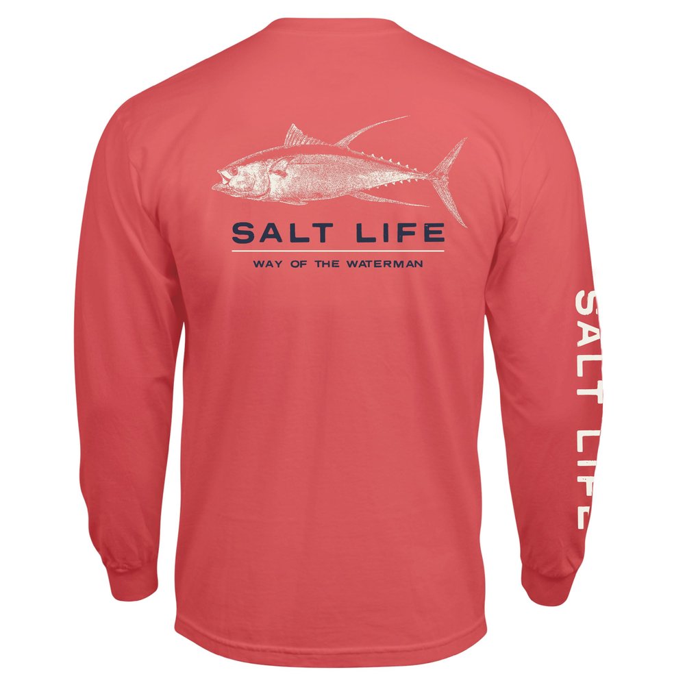 Salt Life Deep Ventures Long Sleeve Tee, Burnt Coral, Small