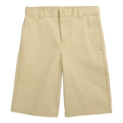 Boy's Stretch Chino Shorts, Classic Cotton Blend Short with Fly Zipper for School Uniform, (Sizes, 4-20) Khaki