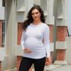 Bhome Maternity Shirt Long Sleeve Basic Top Ruch Sides Bodycon Tshirt for Pregnant Women Black/White L view 3
