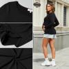 Bhome Maternity Shirt Long Sleeve Basic Top Ruch Sides Bodycon Tshirt for Pregnant Women Black/White L view 4