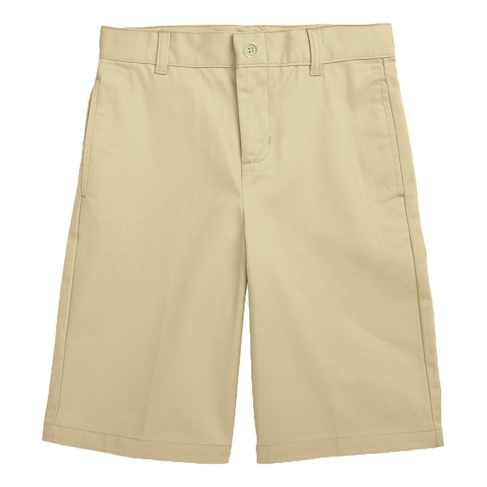 Boy's Stretch Chino Shorts, Classic Cotton Blend Short with Fly Zipper for School Uniform, (Sizes, 4-20) Khaki