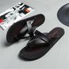 Men's Genuine Leather Flip Flop Sandals with Arch Support (Black,8.5) view 2