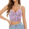 Monanoat Women's Sexy Butterfly Embroidery Corset Top Spaghetti Strap Bustier Top Back Buckle Corset Cami Rave Vest Purple M