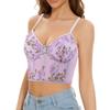 Monanoat Women's Sexy Butterfly Embroidery Corset Top Spaghetti Strap Bustier Top Back Buckle Corset Cami Rave Vest Purple M view 2