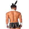 ACSUSS 3Pcs Set Mens Waiter Cosplay Suit Sexy Tuxedo G-String Thong Underwear with Bow Tie Collar Bracelets Black B X-Large view 4
