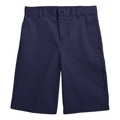 Boy's Stretch Chino Shorts, Classic Cotton Blend Short with Fly Zipper for School Uniform, (Sizes, 4-20) Navy