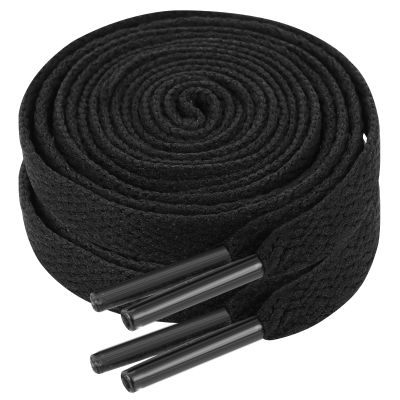 Ouligay 2 Pairs Black Shoe Laces for Sneakers, Flat Black Shoelaces for Sneakers, 5/16" Wide 120cm Shoe Strings for Athletic Shoes Sneaker Running Shoestrings for Women Men Kids